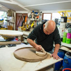 John Higgins at work in his studio 2018